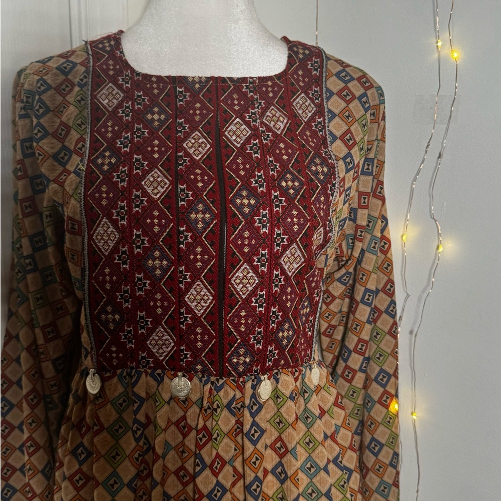 Vintage Geometric Patterned Dress